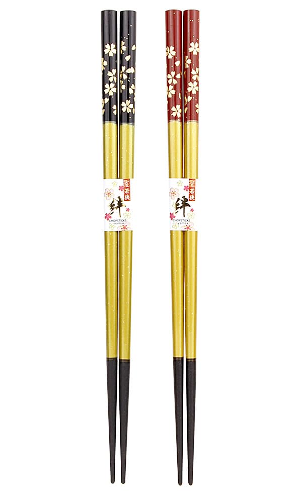 Couple Dishwasher with Paulownia Box and Wedding Golden Silver Wooden Pair Matching Chopsticks, Kinmaizakura, Black, Red, Safe, Wrapping, Anniversary,
