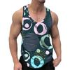 Men's Retro Geometric Printed Round Neck Vest 3D Printed Irregular Color Vest Summer Oversized Casual Loose Comfortable Soft Breathable Vest