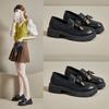 Loafers for Women's Spring New Style of Women's British Style Leather Shoes with One Foot and A Small Fragrance Style
