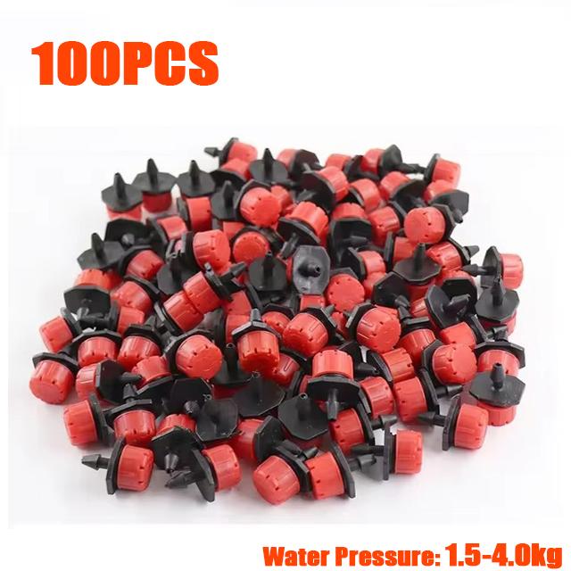 

100 шт./пакет, головка капельницы, регулируемый поливочный спринклер, экономящий воду, устойчивый к засорению, портативный, прочный, практичный, охлаждающая система