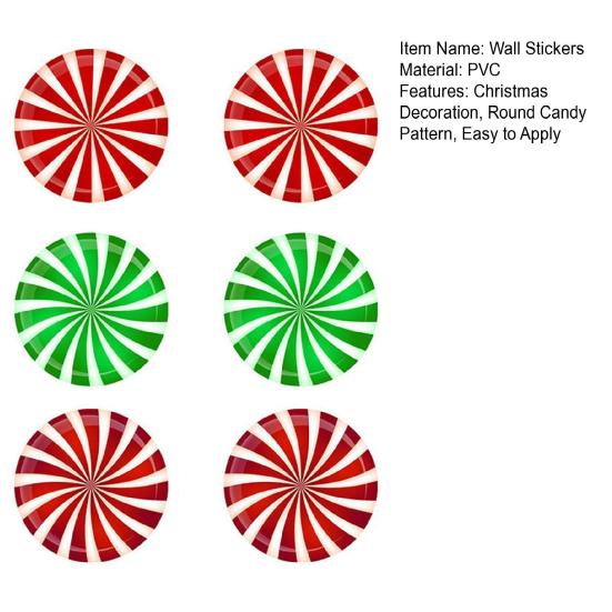 6Pcs/Set Christmas Candy Stickers Round Candy Floor Decals Adhesive Festive Candy Stickers for Walls Windows Doors Holiday Decoration