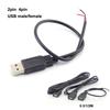 0.3/1/2M DC 5V USB 2.0 Type A Male 2 Pin 4pin Female Cable Power Supply Adapter Charge for Smart Devices DIY Connector Wire