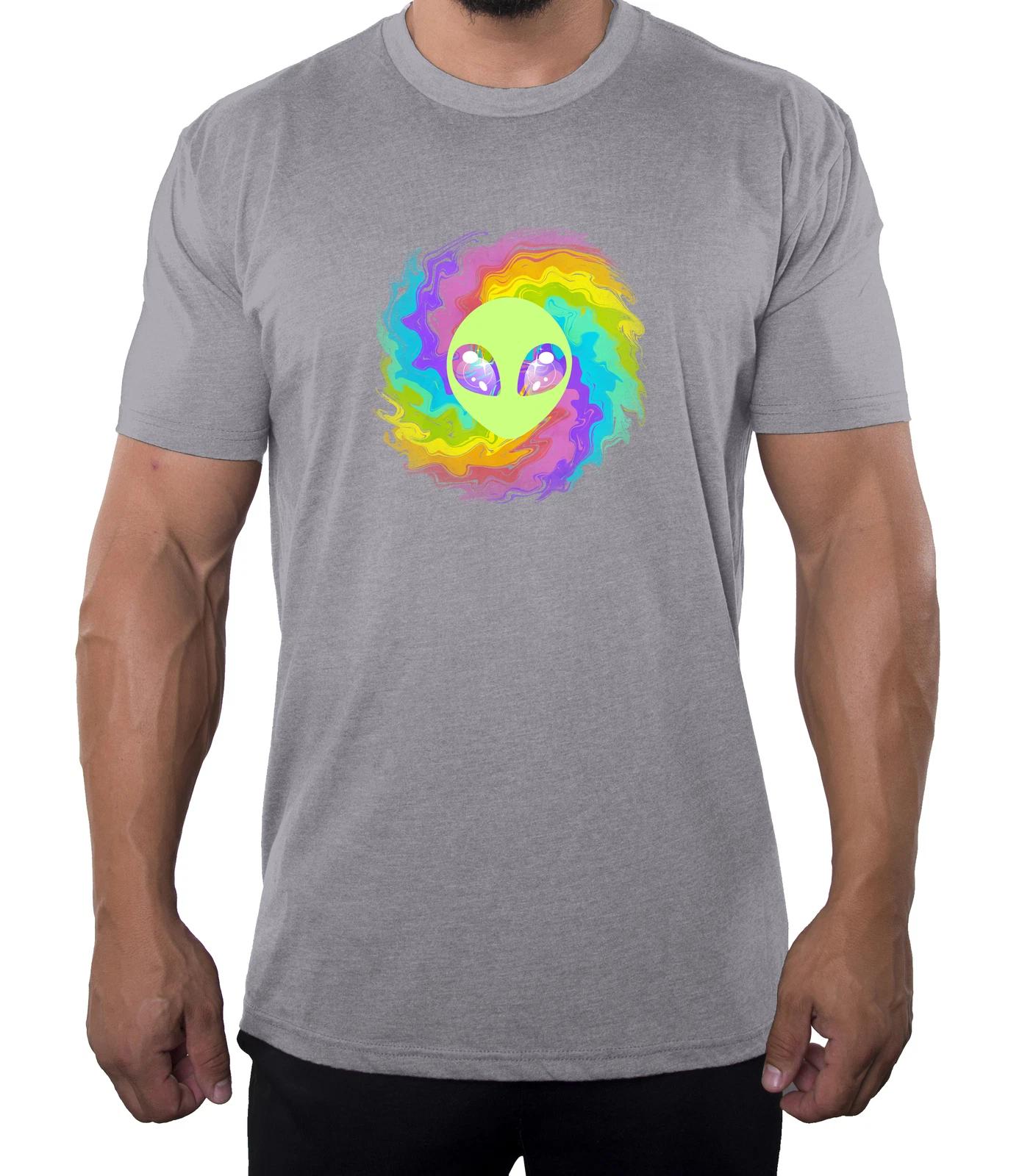 Trippy Tie-Dye Alien Men s Shirts, Graphic Tees, Alien Men s Tops! M