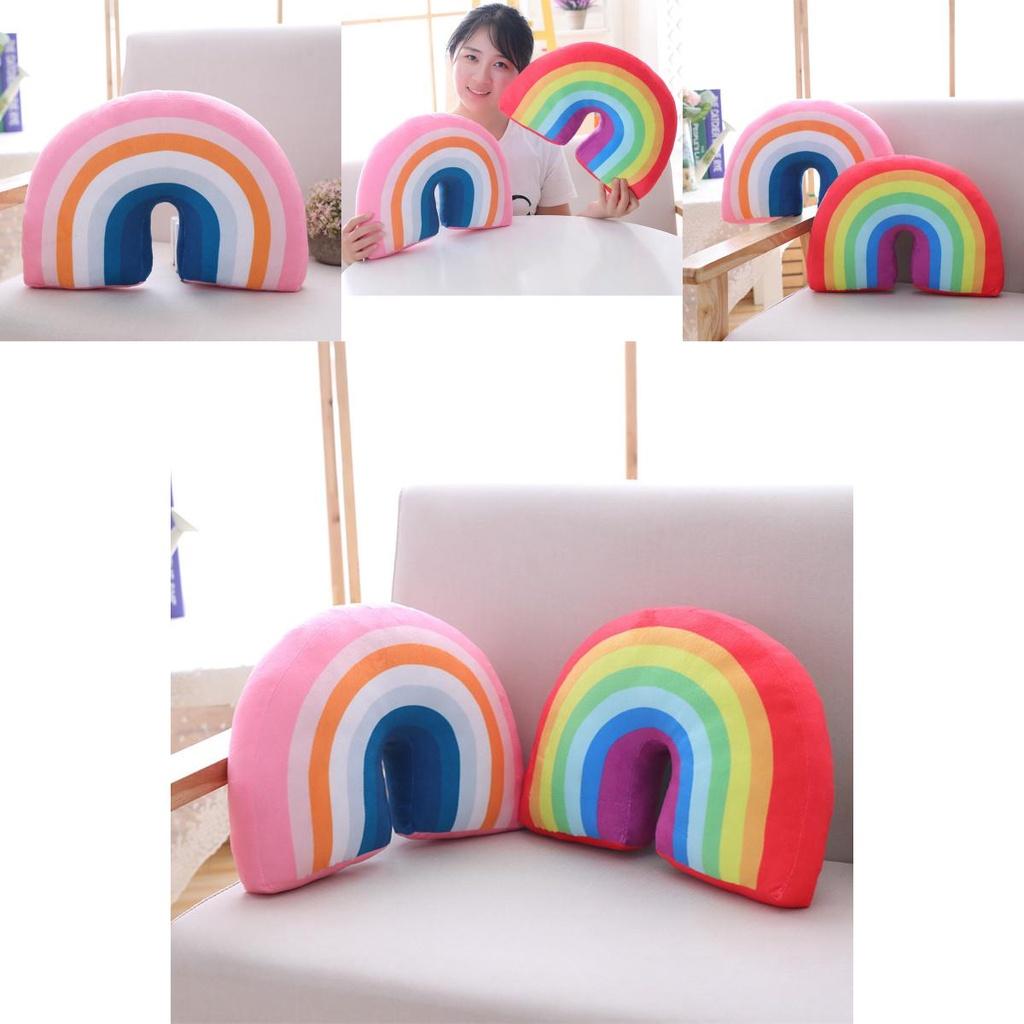 Multicolour Rainbow Plush Pillow Cushion Ideal For Relaxation And Decoration