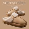 Waterproof cotton slippers autumn and winter 2025 new home warm thick bottom PU leather surface antibacterial cotton slippers