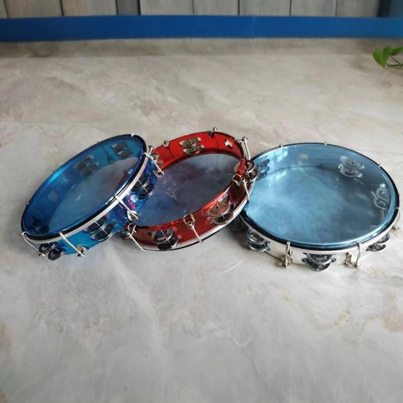 Tamburello Regolabile Colorato Accordabile Percussione Portatile Tamburo Metallo Campanelli Per Insegnamento Musicale Esibizione sul Palco Festa Gioco