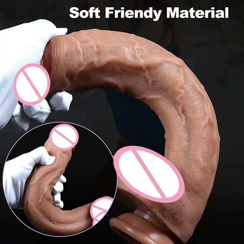 Spuer Größere Realistische Dildos Silikonschicht Penis mit Saugfuß Erwachsene Sexy Spielzeuge für Frau Mann Vagina Analmassage Stimulator