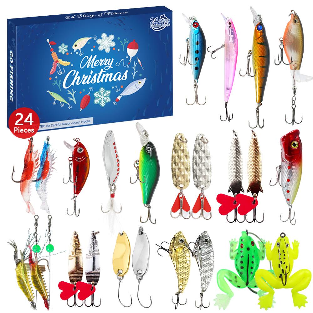 

2025 Fishing Lures Advent Calendar 24Days Countdown to Christmas Fish Bait Advent Calendar Xmas Surprise Gift for Father Husband One Size
