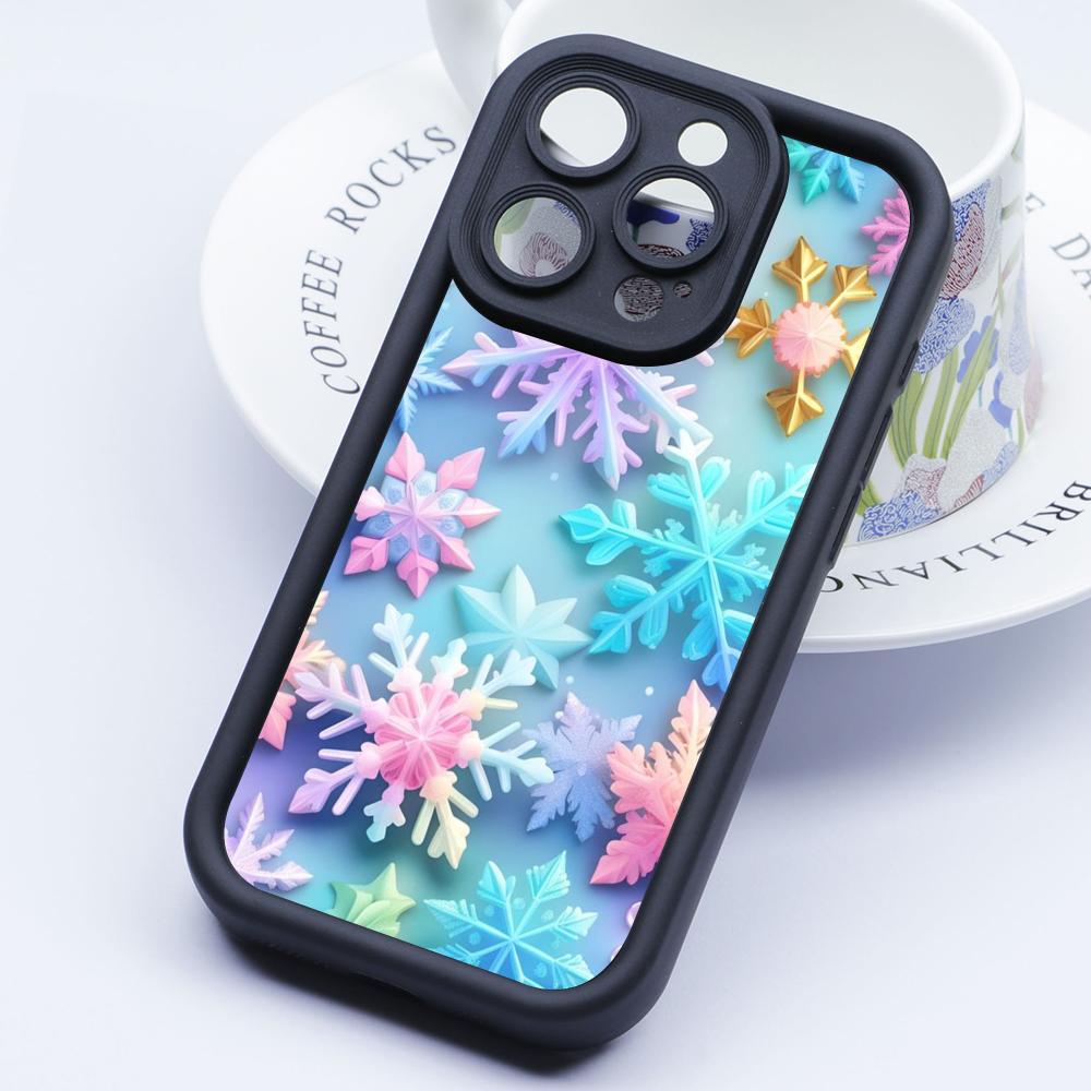 Winter Snowflake Mobile Cell Phone Case for iPhone 17 16 15 14 13 12 11 Air Pro Max Plus Thicken TPU Colorful Cover Luxury Cover