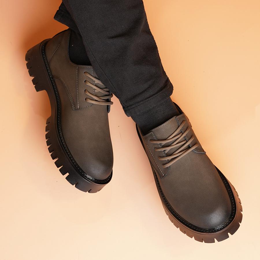 

Round head inner height increase British casual Martin boots low-top breathable men s youth tooling trend Korean version of business anti-skid 44