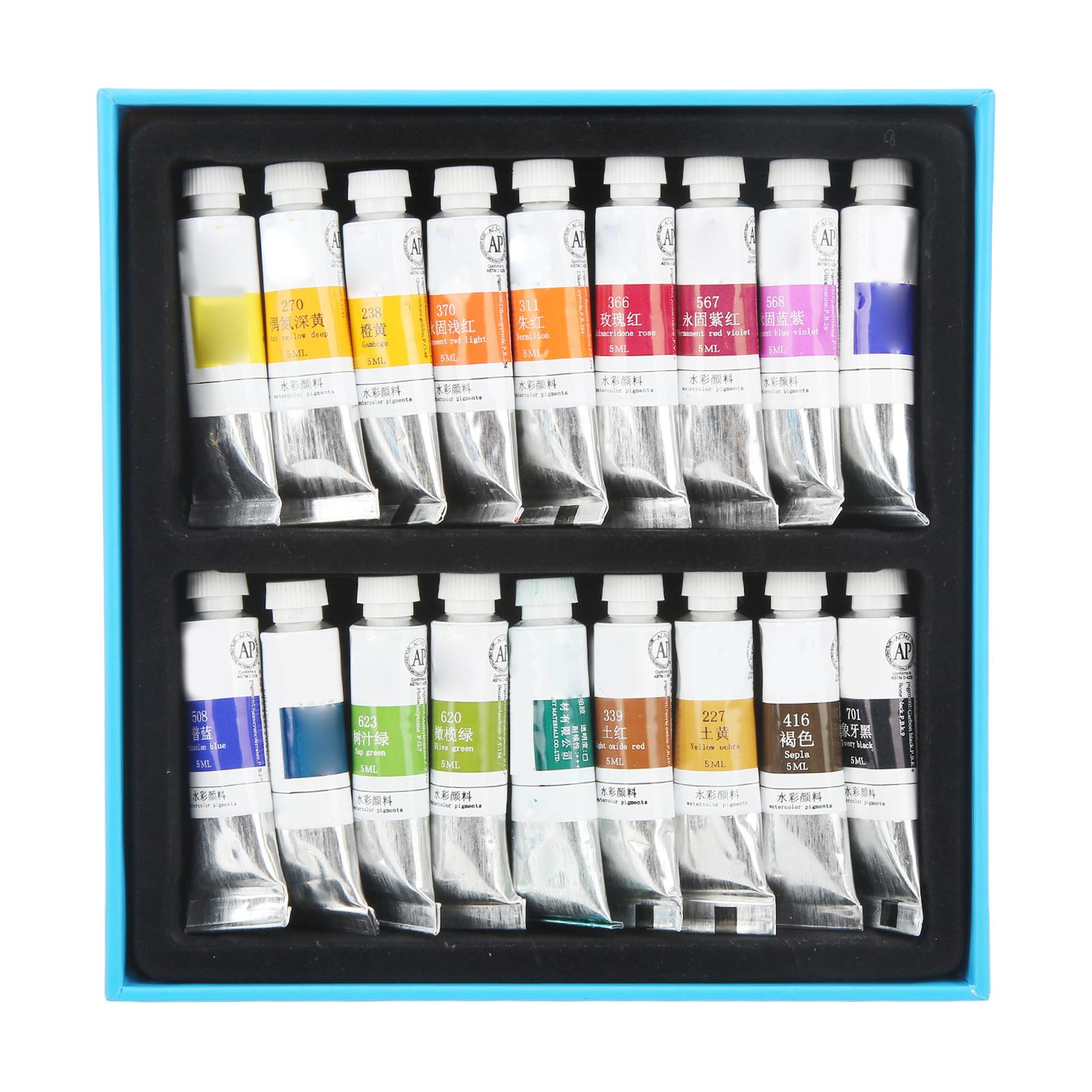 18 Colors Watercolor Paint Tubes 5ml Quick Dry Reusable Watercolor Paint Set Tubes Transparent Watercolor Paint for
