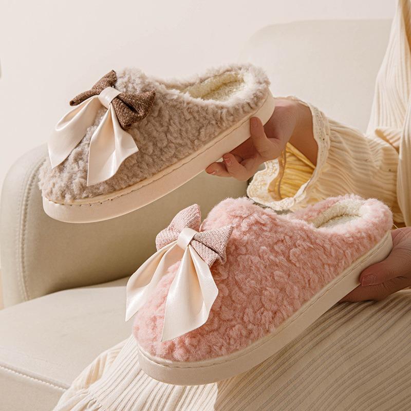 Cotton slippers men's winter bag heel home indoor thick bottom non-slip warm fluffy couple household cotton shoes women
