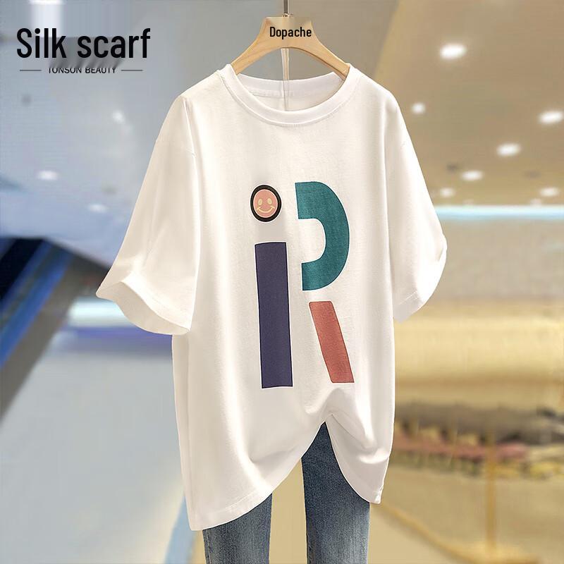 Sisbyshe Women s Color-block Letter Print Round Neck T-Shirt S