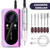 Professional Nail Drill Electric Nail File Manicure Pedicure Kit 45000RPM Portable with 6 Drill Bits for Salon and Home Use