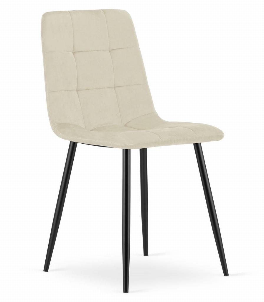 KARA chair - light beige velvet / black legs x 2