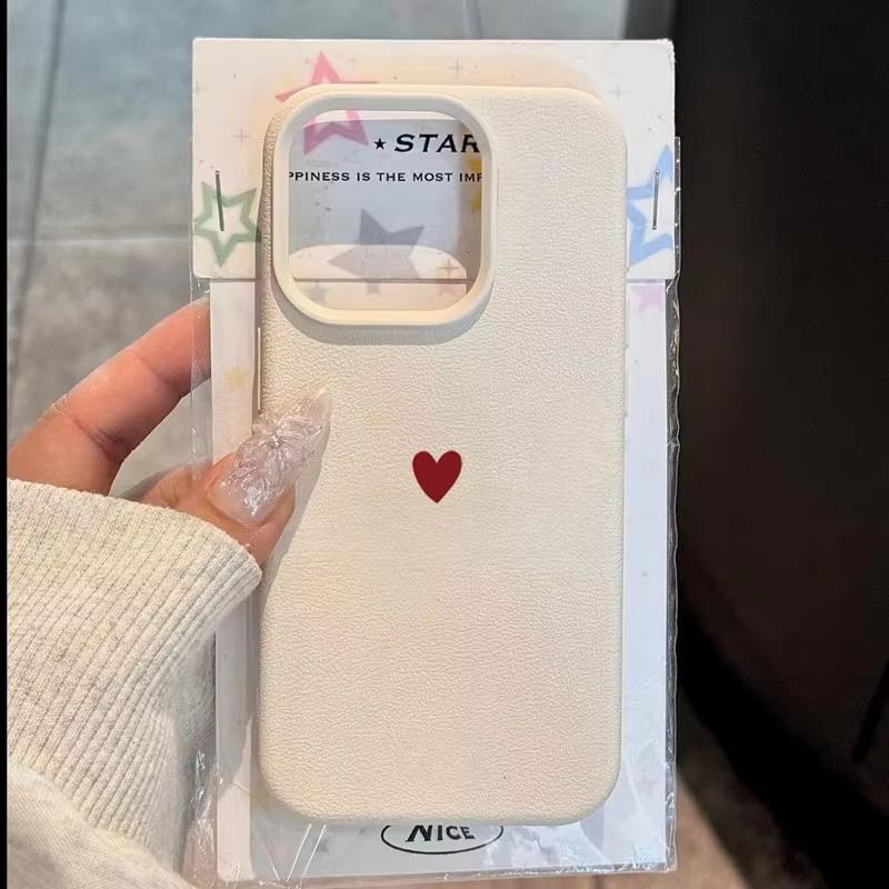 Semplice Custodia Rossa a Forma di Cuore d'Amore in Morbido TPU per iPhone 17 Air 16 14 13 12 11 Pro Max 7 8 Plus Cover per iPhone 16E 15 Pro Custodie