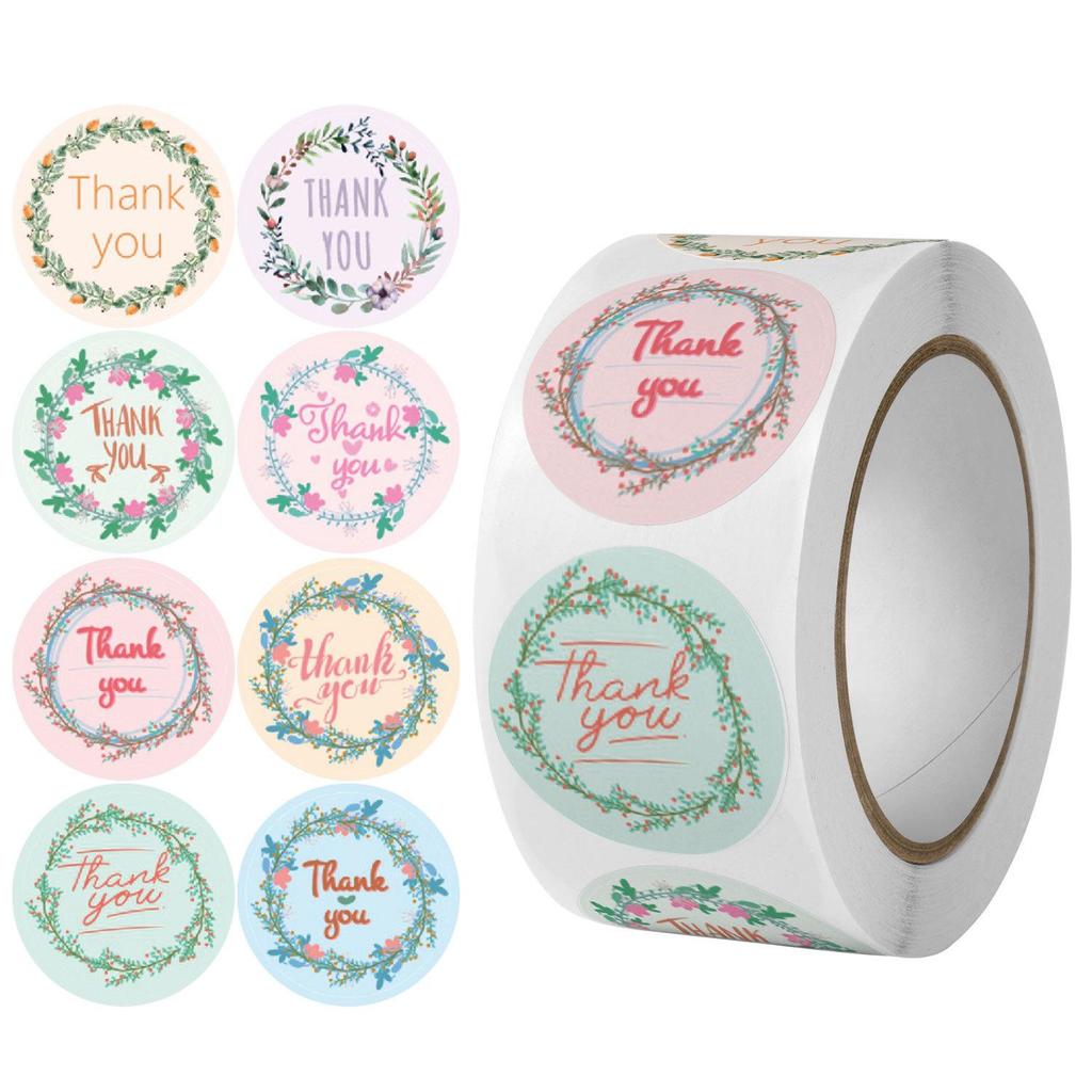 500 Self-Adhesive Thank You, Dessert, Cake, & Baking Stickers - Cartoon & Floral Styles for Children & Wedding Rewards