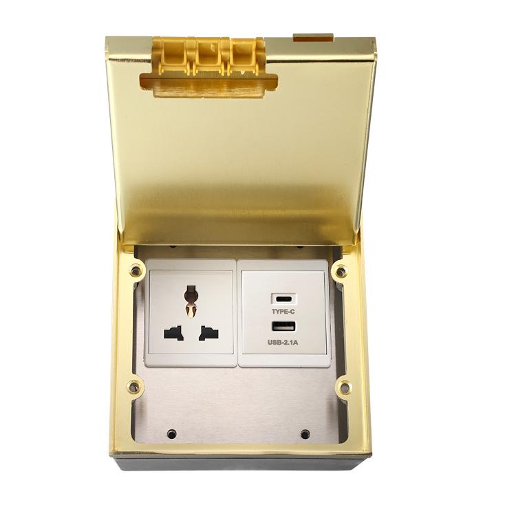 Stainless Steel Ultra-Thin Recessed UK/Saudi Power Socket with USB-C