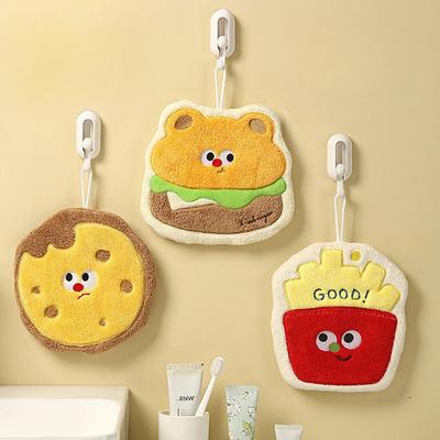 Toalla de Mano Colgante de Cocina de Dibujos Animados para Hornear Absorbente de Secado Rápido Gruesa de Vellón Coral Suave y Linda Toalla de Comida para Niños