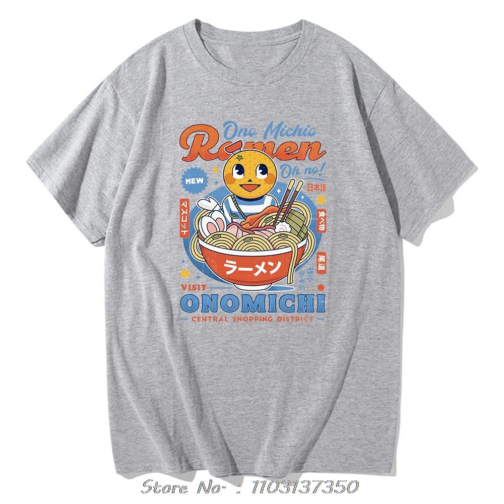 Cute Ono Michio Ramen T-shirt Men Vintage Funny Kawaii T Shirt Summer Casual Tops Tees Oversized Cotton Tshirt Men Streetwear S