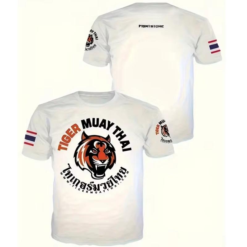 

2024 Summer New Y2K Fashion Hip Hop Street Style Tiger Head 3D Printed Men s Fitness Sports Round Neck Short Sleeve T-shirts S