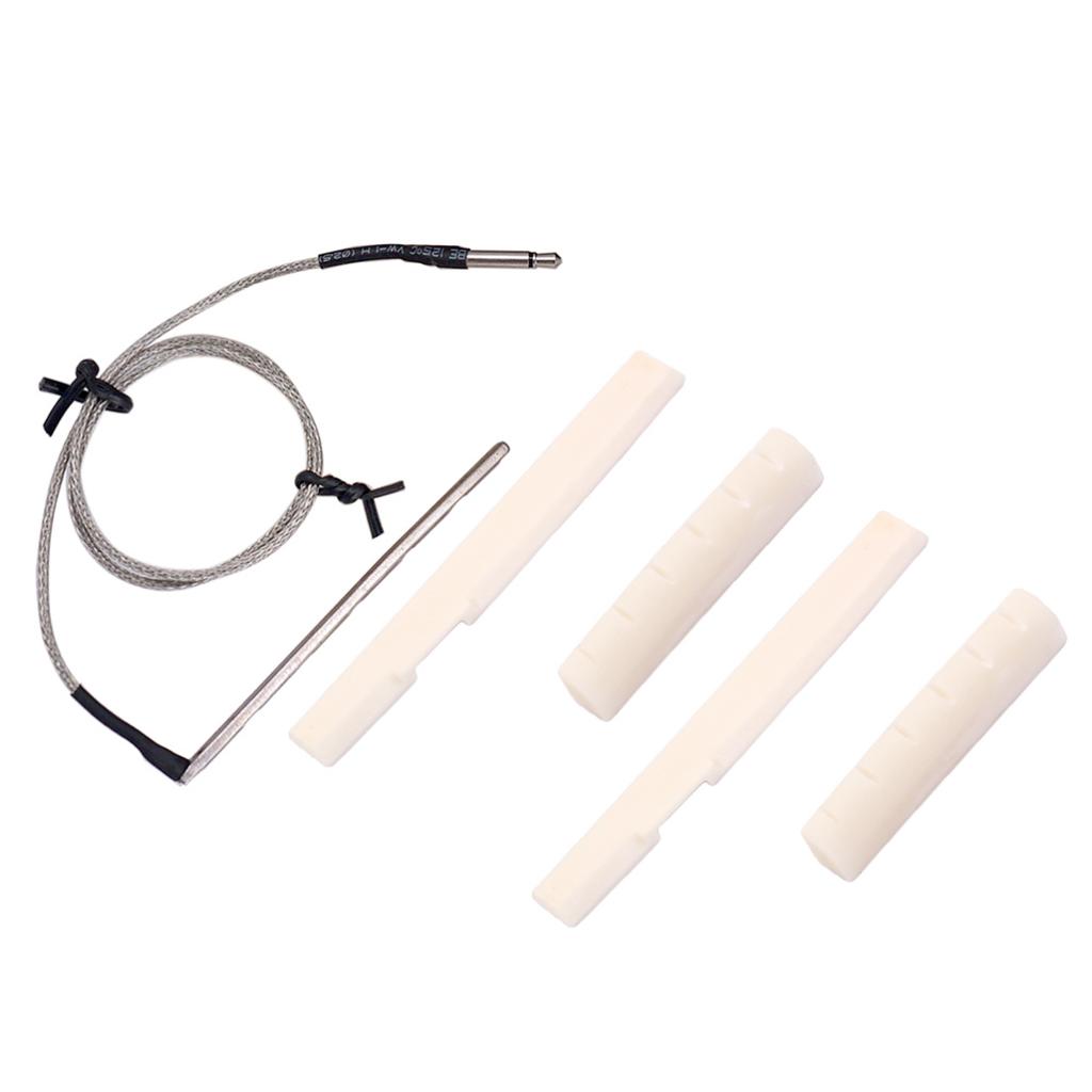 Rod Piezo Pickup & 2 Sets Saddle Nut for Acoustic Cigar Box Guitar EQ
