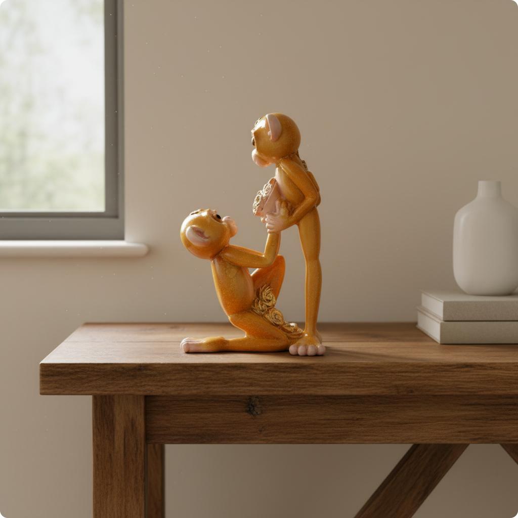 Resin Monkey Figurine Glossy Tabletop Monkey Ornament Creature Statue Translucent Home Decoration Collectible for Cabinet
