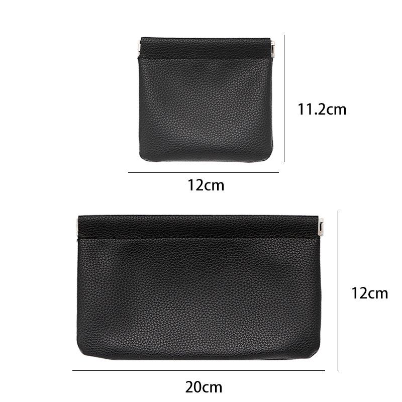 Women's Simple Solid Color Lychee Pattern Snap-Closure Coin Purse & Lipstick Bag