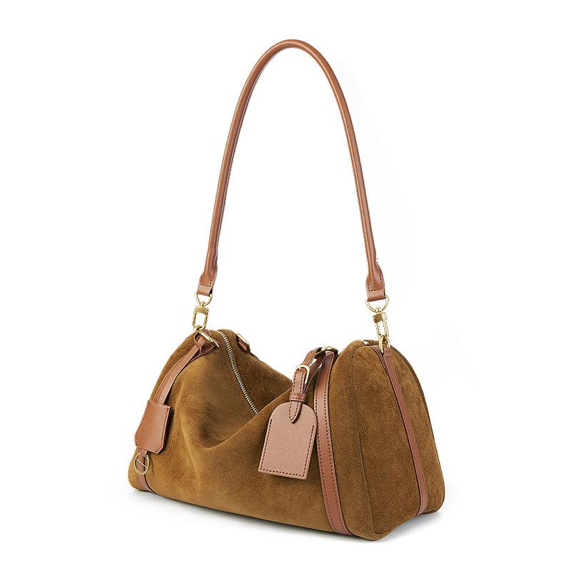 

Frosted cowhide bowling bag large capacity commuter versatile BD shoulder messenger bag deerskin velvet tote women s bag 33*16*24