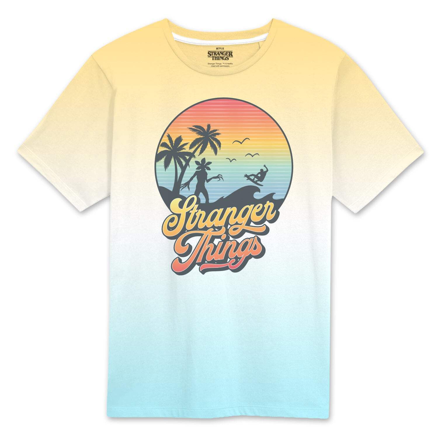 Stranger Things Sunset Circle Acid Wash Unisex T-Shirt L
