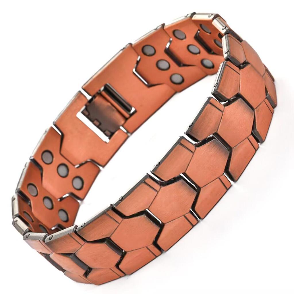 Men's Wide Spherical Hexagonal Magnetic Bracelet – Detachable, Three-Row, Four-in-One Wrist Ornament
