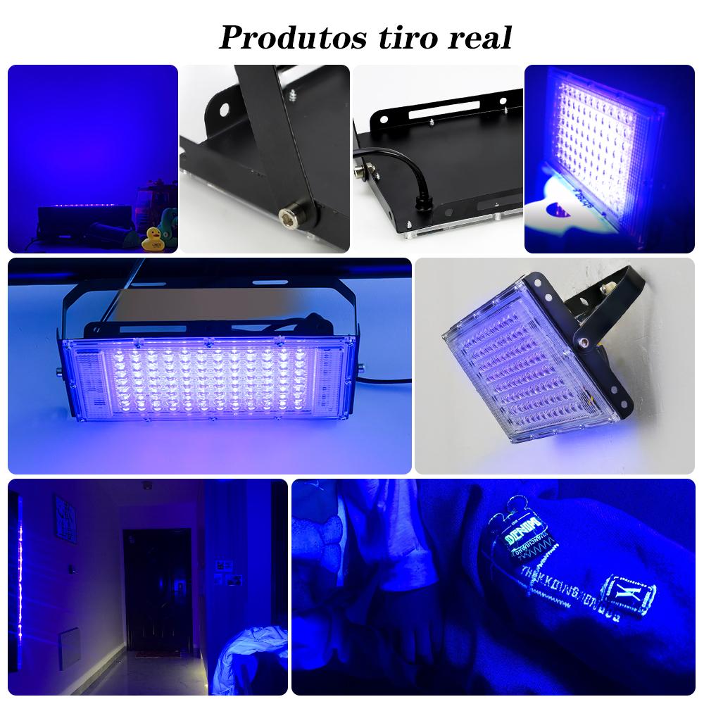 LED UV-Flutlicht 395nm 400nm 50W 100W 150W LED Bühnen-Schwarzlicht 220V Wasserdichte Ultraviolette Fluoreszierende Party-Bühnen-Hintergrundbeleuchtung