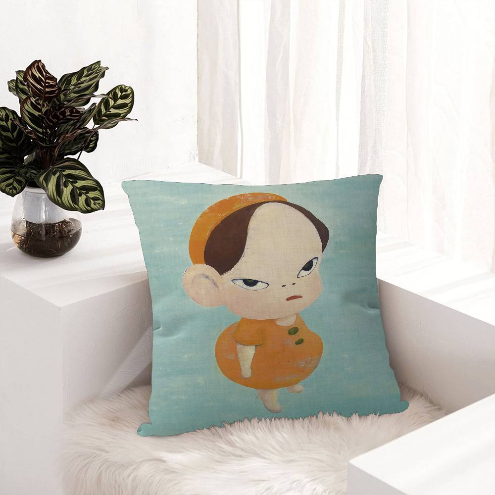 Creative Yoshitomo Nara Decorative Room Aesthetics Pillow Case Home Decor Bedroom Sofa Bed Couch Pillow Cover 45x45