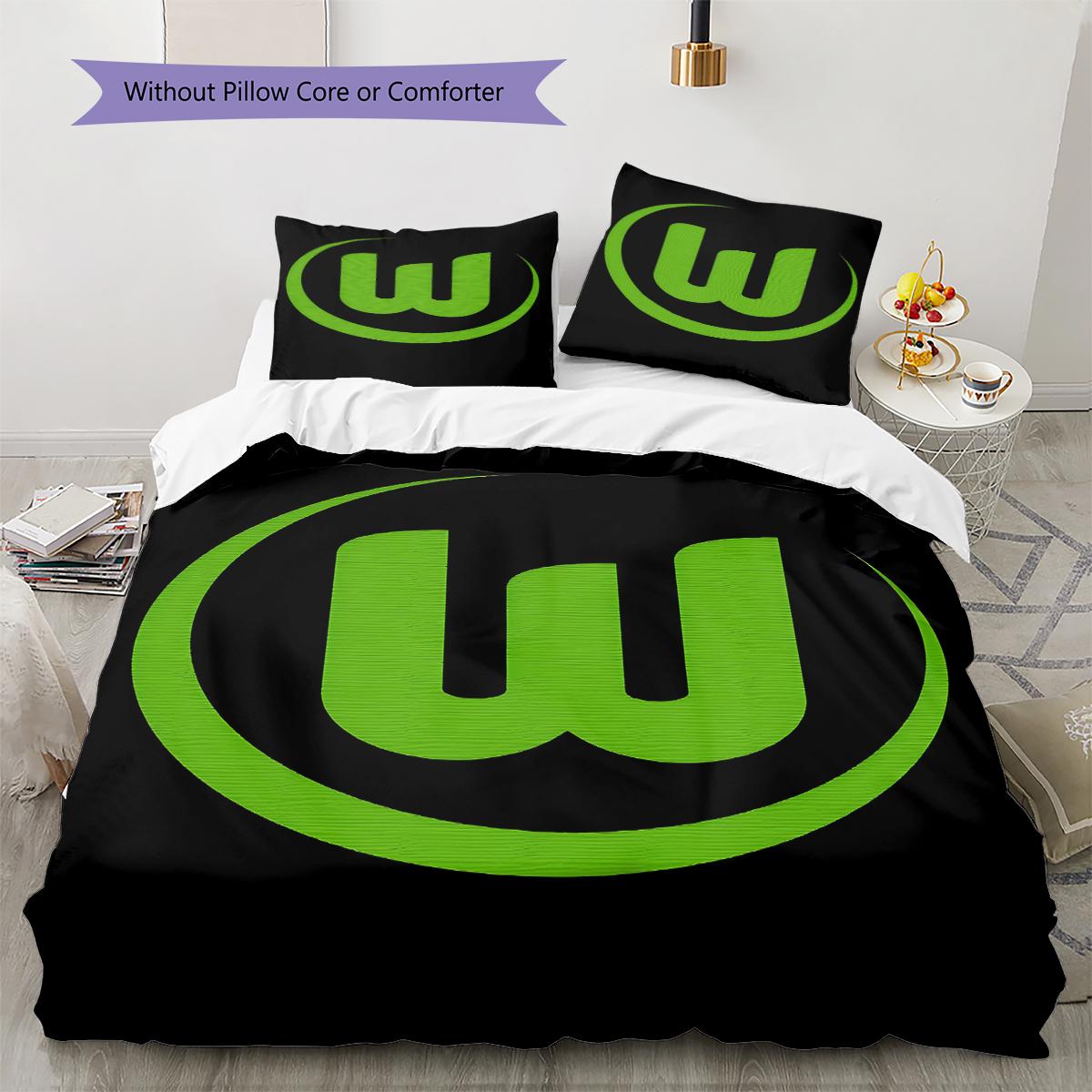 

VfL Wolfsburg Pattern Bedding,Quilt Set Quilt Cover Pillowcase Home Birthday Gift (1 * duvet cover + 2 * pillowcase, without core) 155x200cm