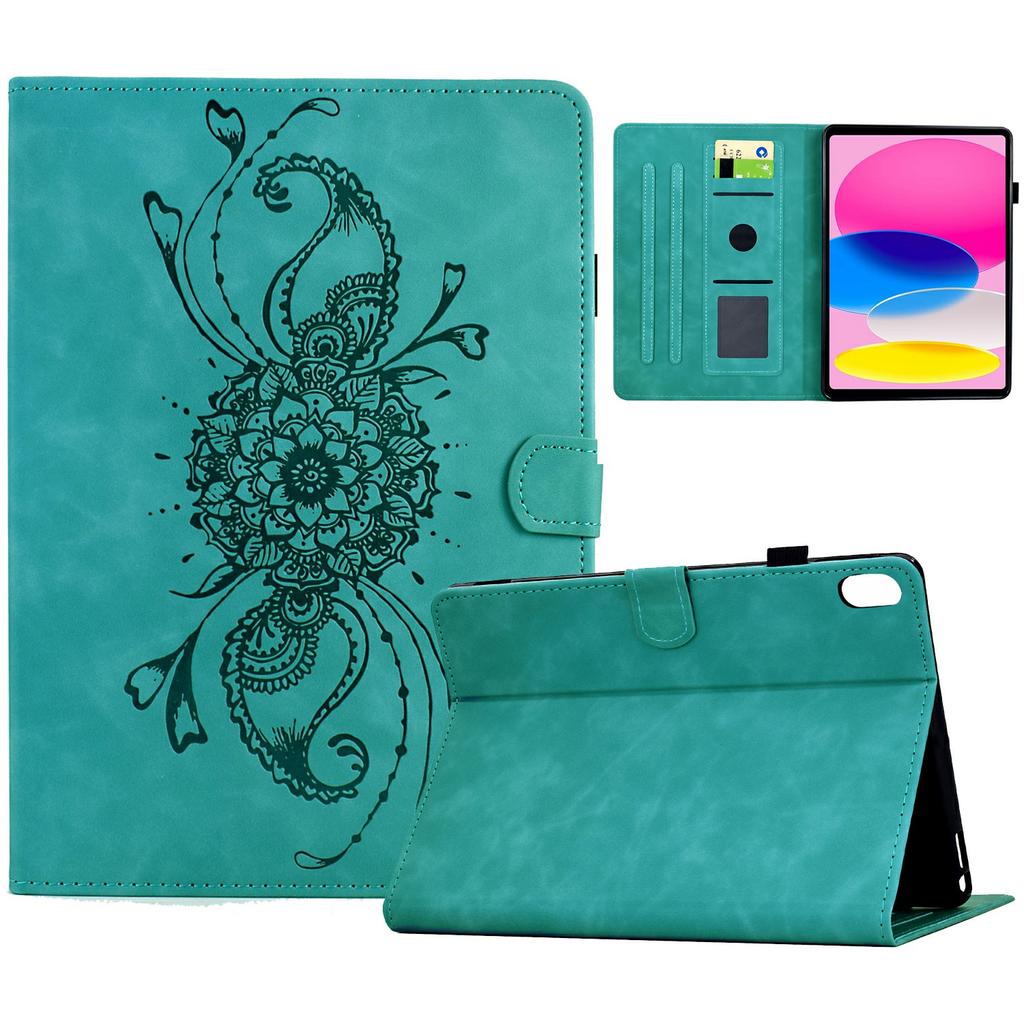 For iPad (2025)/10.9 (2022) Case Mandala Imprinted Leather Tablet Cover with Card Slots