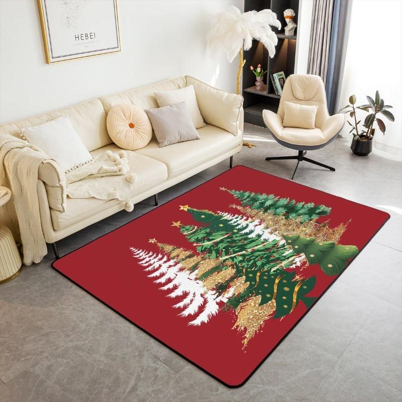 Christmas Carpet Gingerbread Man Print Mat Holiday Home Decor Non Slip Rug for Living Room Bedroom and Entryway Doormats