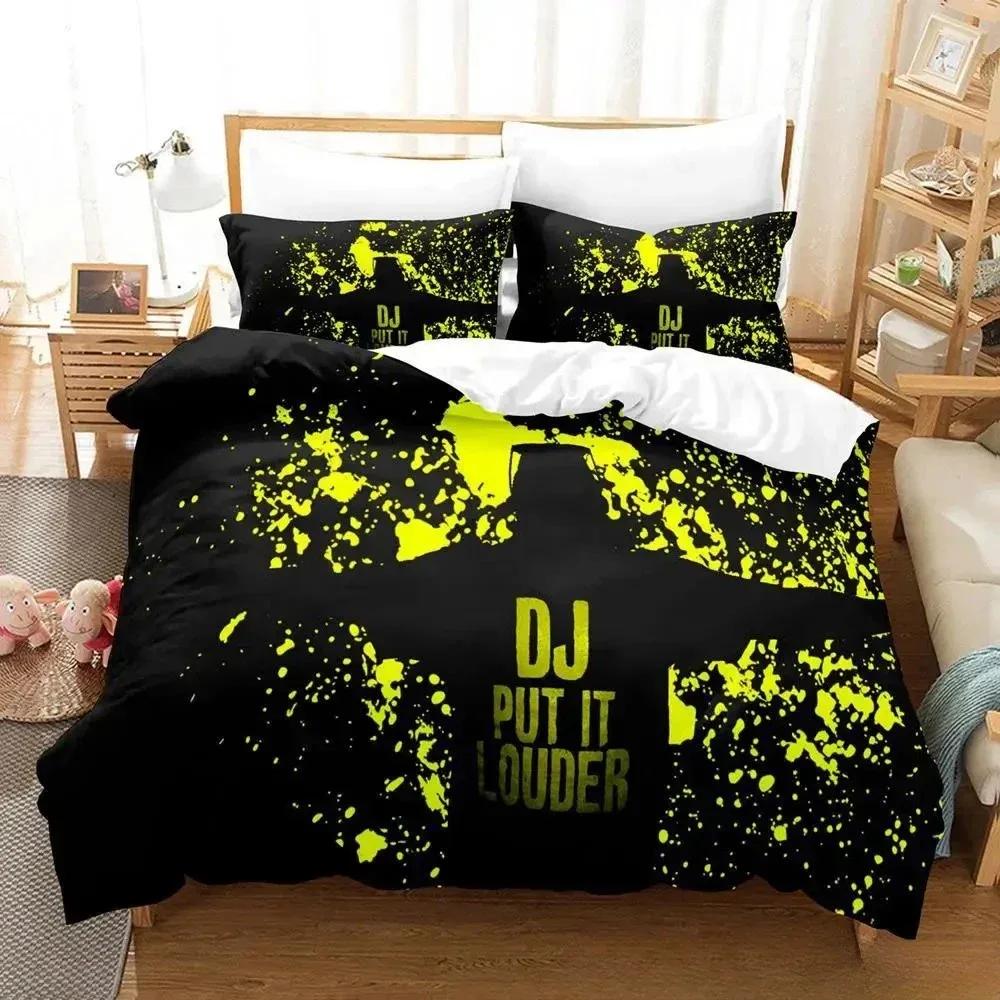 3D Music DJ Rock Comfortable Duvet Quilt Cover Pillowcase Bedding Set Children Bedroom Decoration Home Textile