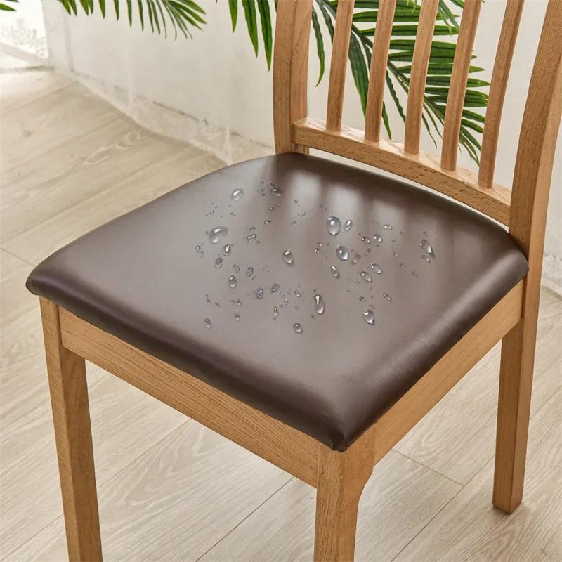Water Repellent Dining Seat Cushion Cover Pu Leather Stretch Kitchen Chair Covers Chair Slipcover for Banquet Office El Party