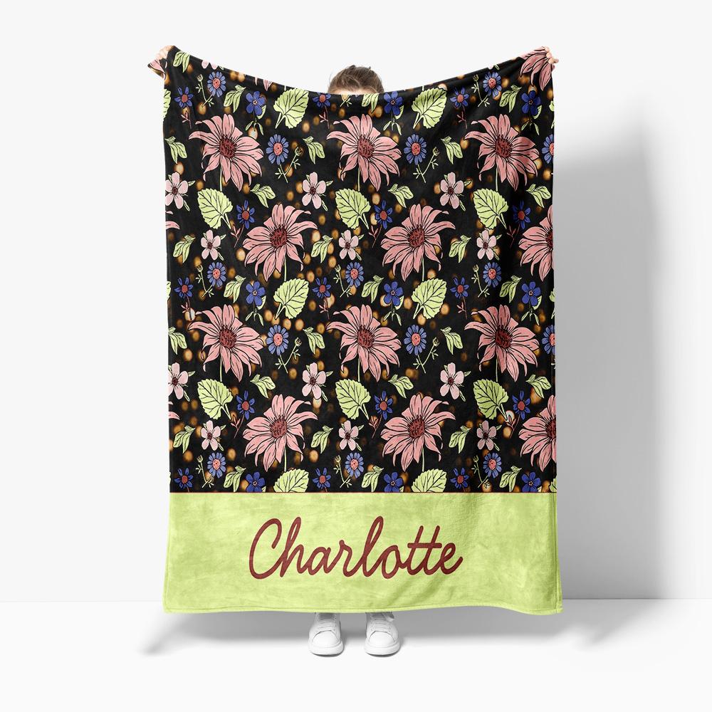 

Soft Fleece Blanket Floral Print Throw Blanket for Women Men Kids Bed Sofa Decorative Throw Cushion Cover Gift 75x100cm