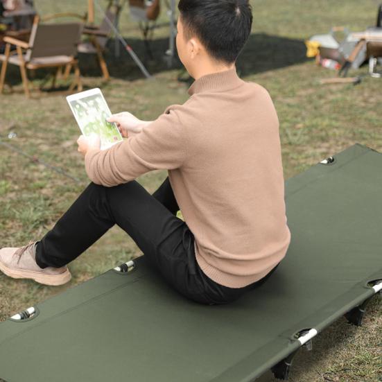Outdoor Folding Camping Cot Bed with Storage Bag Supports 150kg Lightweight