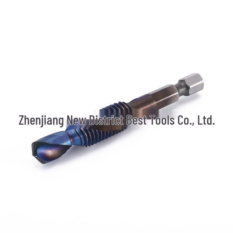 Blue-Plated High-Speed Steel Hex Shank Spiral Tap Countersink Drill