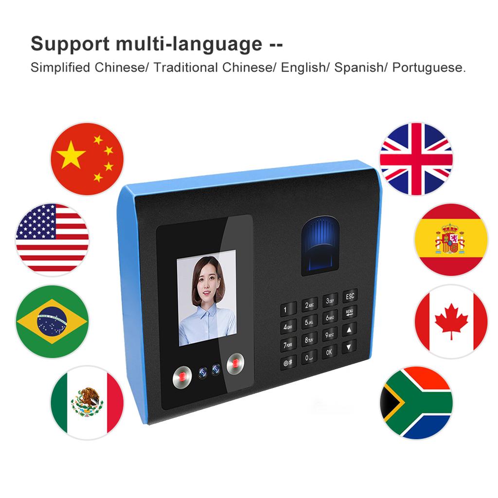 Intelligent Face Recognition Attendance Machine Fingerprint & Password Verification Employee Clock-in Recorder