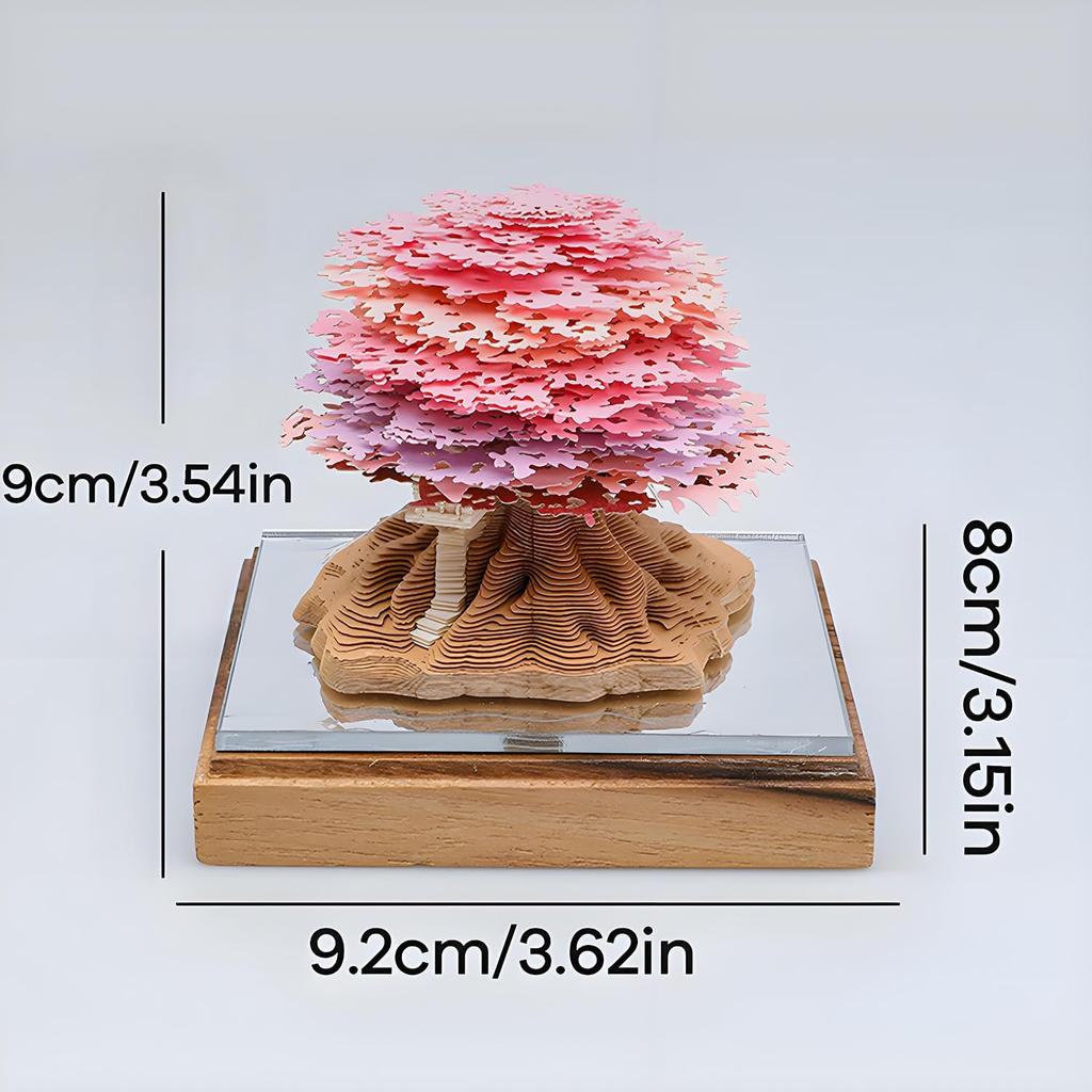 3D Creative Time Piece Calendar 2026 Desk Daily Calendar Decoration with Acrylic Case, Paper Sculpture Non-stick Notes, Paper Carving Art Craft