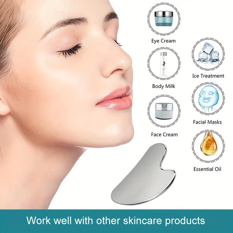 2pcs Facial Massager Stainless Steel Gua Sha Facial Tool Y Shape Blackhead Scraper Face Body Massage Accessories for Relaxing
