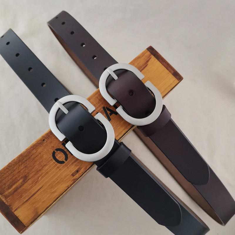 Leather Belt Women Versatile Belt With Antique Buckle For Casual Wear Office