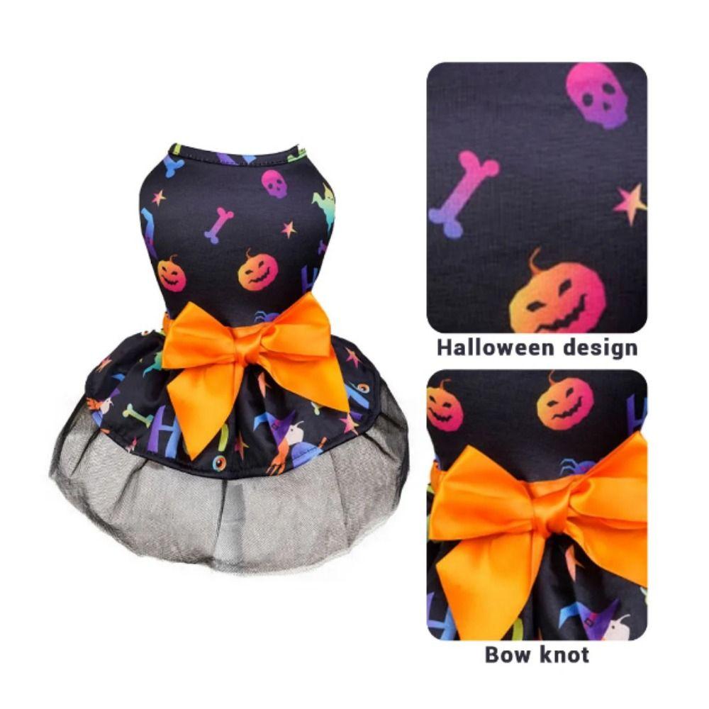 Breathable Dog Pumpkin Dress Polyester Dog Bat Dress Decorative Halloween Dog Clothes  Halloween