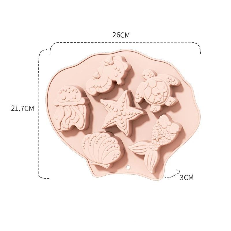 Ocean Fondant Silicone Mold Shells Mermaid Tail Seahorse Starfish Chocolate Mold Suitable For Mermaid Theme Cake Decoration Tool