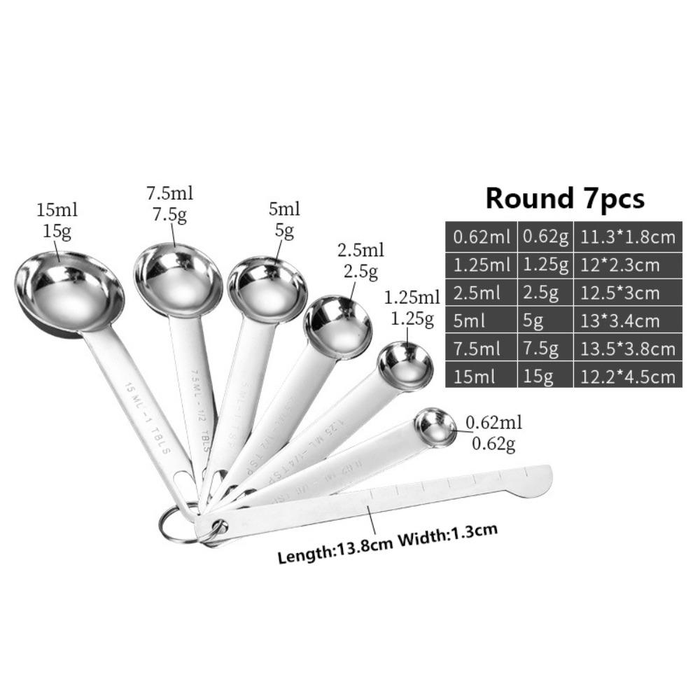 With Scale Measuring Spoon Set Stainless Steel Kitchen Measuring Cup  Seasoning Measuring