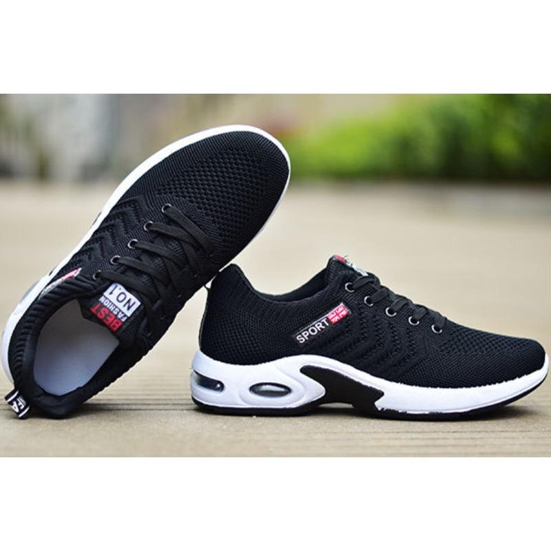 Casual Sports Shoes for Men New Hot Selling Fly Weave Breathable Running Shoe Low Top Lace Up Flats Platform Tennis Trainers