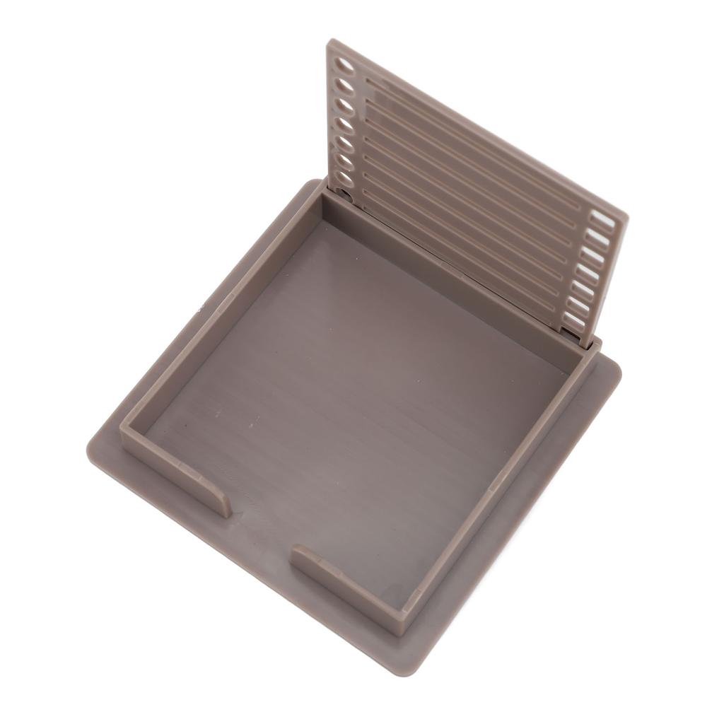 Sticky Note Holder with Stencil Clear Frames Sticky Note Template and Organizer Box for 3x3inch Note Pads Brown